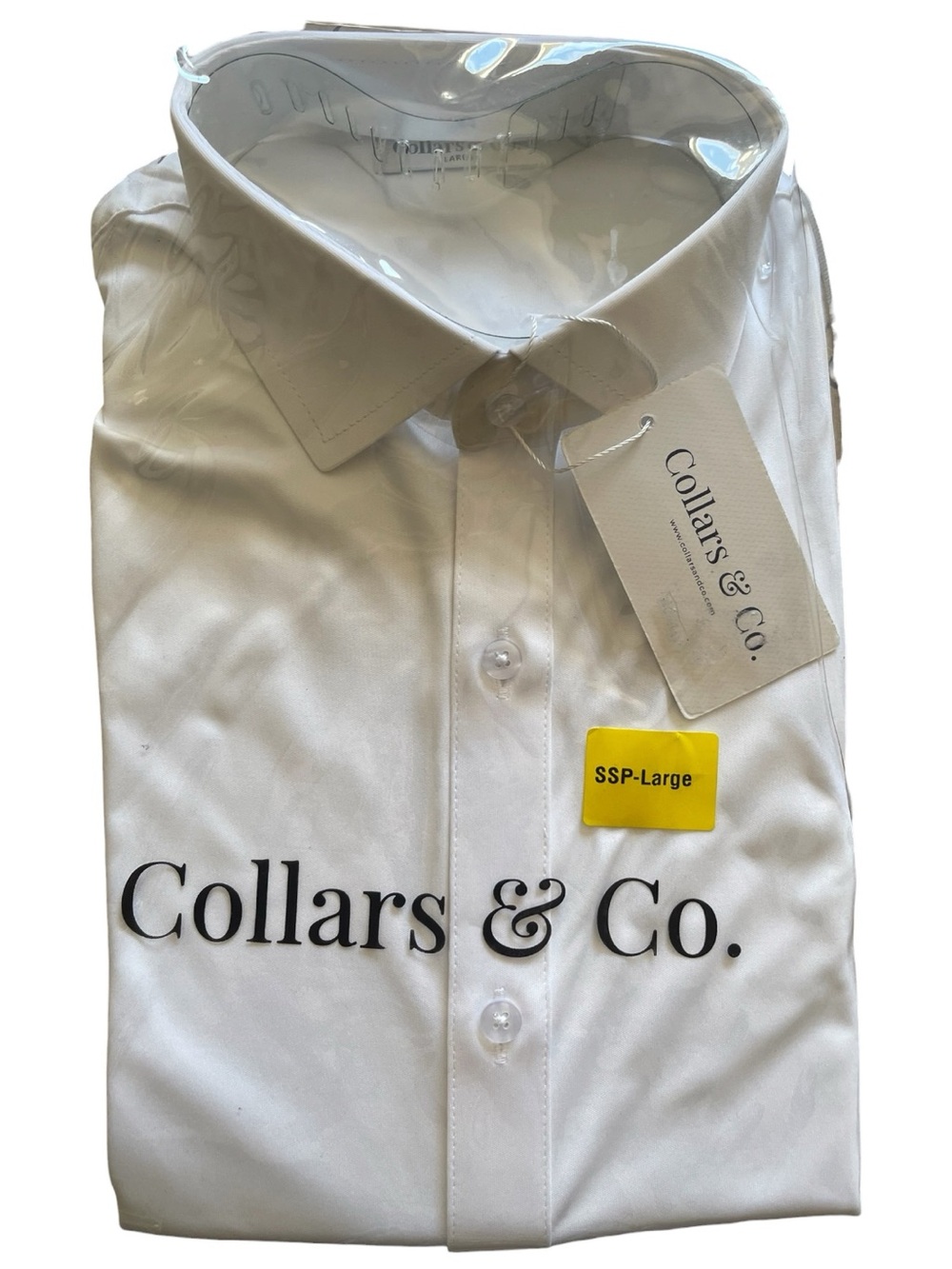 Collars & Co. Men’s White Button-Down Dress Shirt Size Large